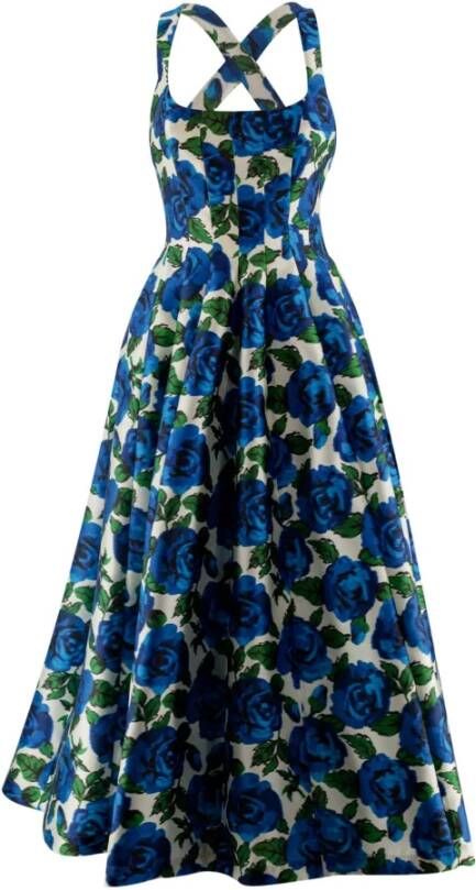 Philosophy di Lorenzo Serafini Blauwe bloemenprint uitlopende jurk Blauw Dames