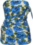 Philosophy di Lorenzo Serafini Fantasia Avorio Off-The-Shoulder Top Blauw Dames - Thumbnail 1