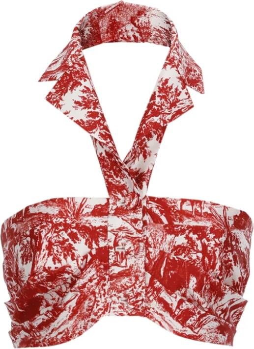 Philosophy di Lorenzo Serafini Rode Kant Crop Top met All-Over Print Rood Dames