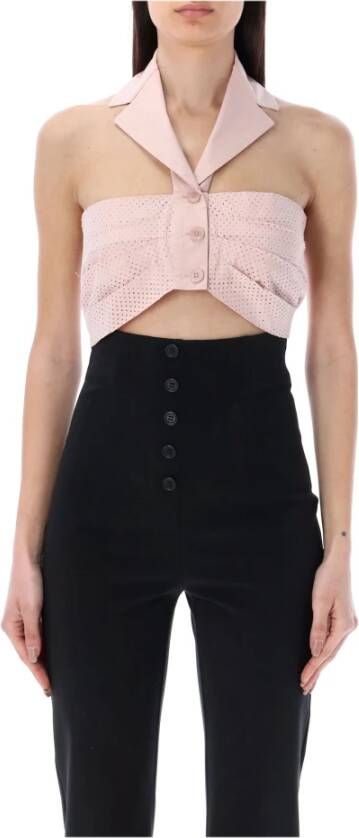 Philosophy di Lorenzo Serafini Roze Mouwloze Top met Reverskraag Ontwerp Roze Dames