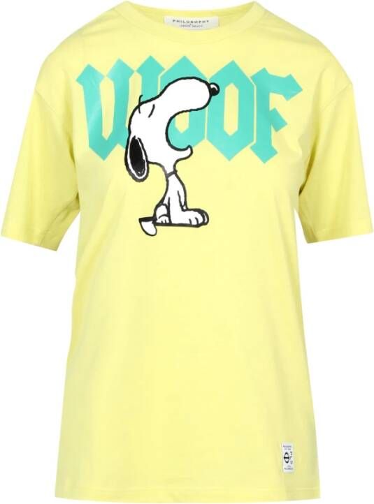 Philosophy di Lorenzo Serafini Snoopy Print Oversized T-shirt Geel Dames