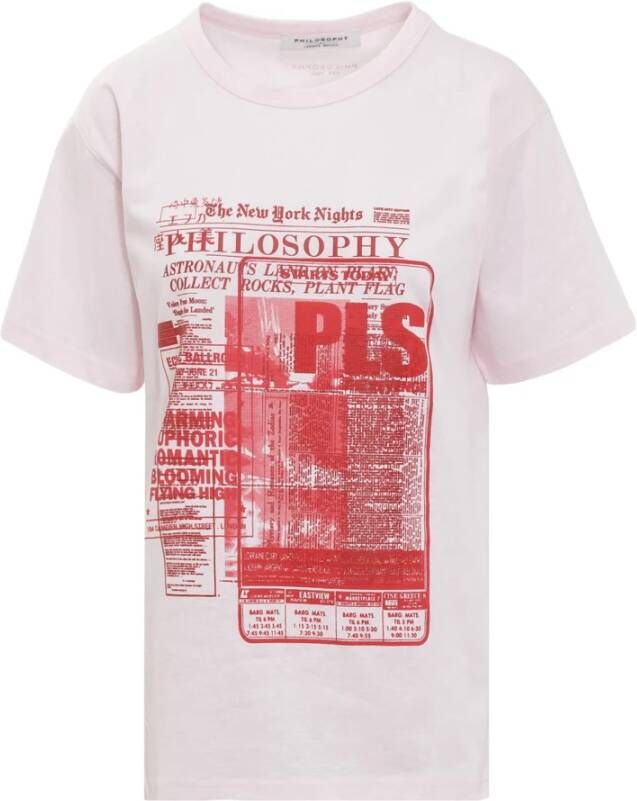 Philosophy di Lorenzo Serafini T-shirt met Korte Mouwen en Reliëfprint Roze Dames