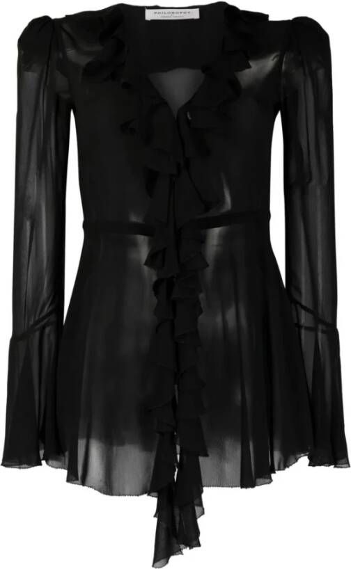 Philosophy di Lorenzo Serafini Zwarte Georgette Blouse Slim-Fit voor Moderne Vrouw Zwart Dames