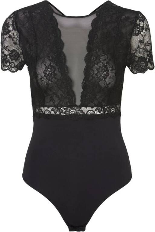 PIECES stringbody PCSICCA met mesh en kant zwart - Foto 4