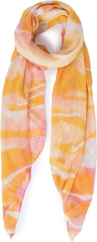 Pieces Gekleurd Patroon Polyester Sjaal Orange Dames