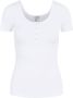 Pieces Slim fit T-shirt van katoenmix met kort drukknooppaneel model 'KITTE' - Thumbnail 3
