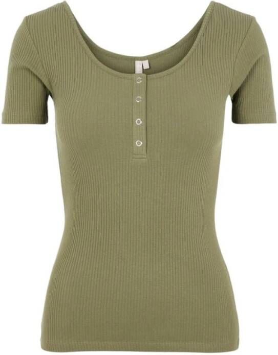 Pieces T-shirt met korte drukknoopsluiting model 'KITTE'