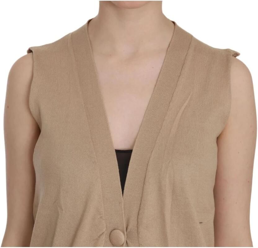 Pink Memories Bruine Gedrapeerde Gebreide Vest Brown Dames - Foto 2