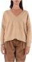 Pinko Beige V-Hals Trui met Logo Beige Dames - Thumbnail 4