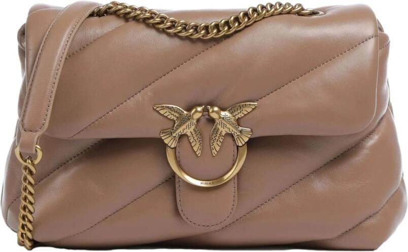 Pinko Klassieke gewatteerde puff tas met Love Birds logo Brown Dames - Foto 2