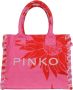 Pinko Vierkante canvas shopper strandtas met zomerprint Roze Dames - Thumbnail 3