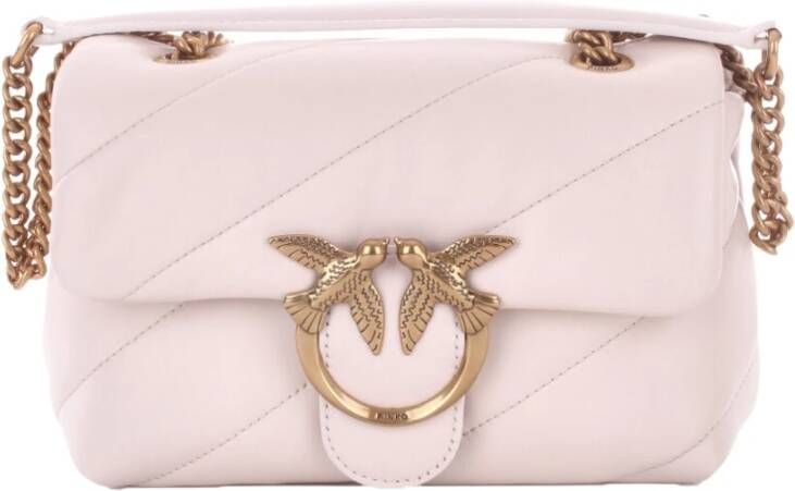 Pinko Leren Schoudertas met Afneembare Kettingriem White Dames - Foto 12