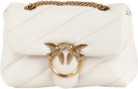 Pinko Leren Schoudertas met Afneembare Kettingriem White Dames - Foto 15