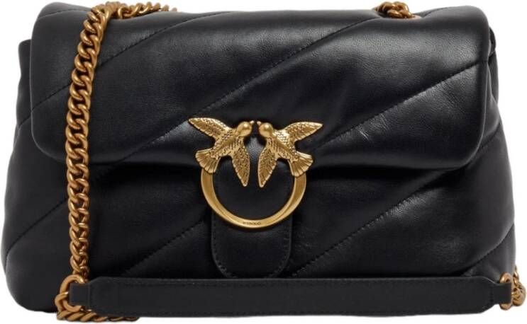 Pinko Zwarte Leren Crossbody Tas met Gouden Decoratieve Gesp Black Dames - Foto 13