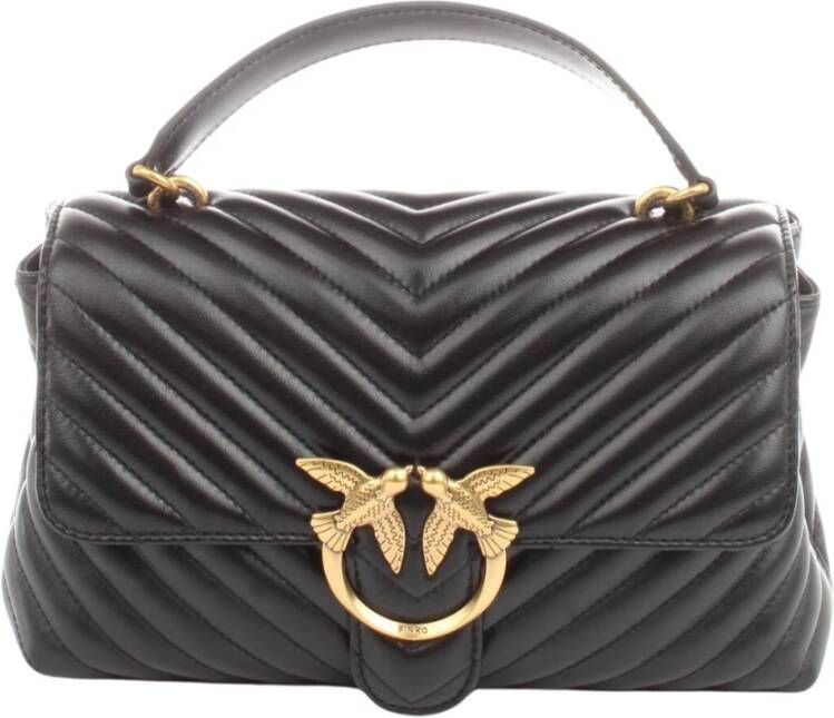 Pinko Klassieke Sheep Nappa Chevron Gewatteerde Handtas Black Dames - Foto 6