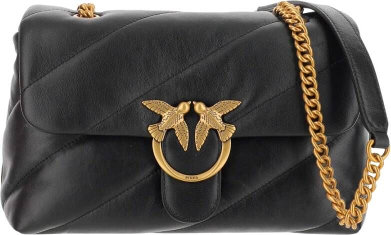 Pinko Zwarte Leren Crossbody Tas met Gouden Decoratieve Gesp Black Dames - Foto 8