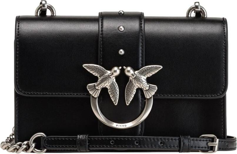 Pinko Zwarte Leren Mini Schoudertas met Love Birds Logo Black Dames - Foto 2