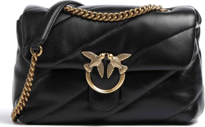 Pinko Zwarte Leren Crossbody Tas met Gouden Decoratieve Gesp Black Dames - Foto 5