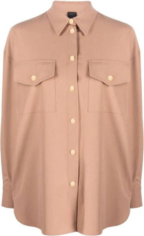 Pinko Beige Shirt met Gouden Knopen Beige Dames
