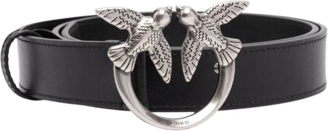 Pinko Love Birds Leren Riem met Metalen Gesp Black Dames - Foto 13