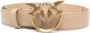 Pinko Love Birds Diamond Cut Leren Riem Beige Dames - Thumbnail 4