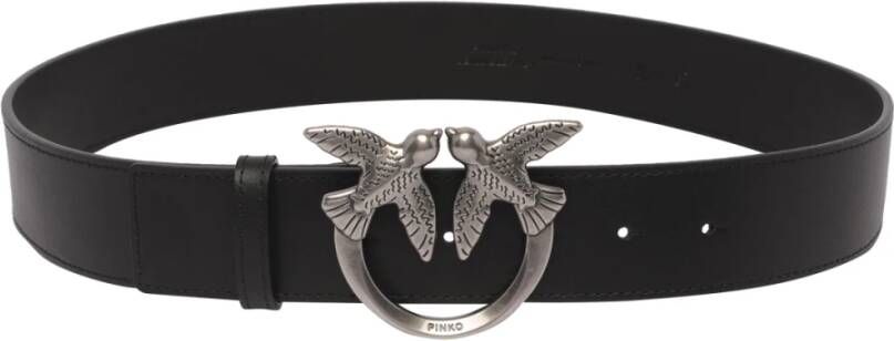 Pinko Stijlvolle Zwarte Leren Riem met Zilverkleurige Hardware Black Dames - Foto 2