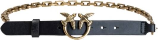 Pinko Love DAY Macro Chain H2 Belt Vitello Seta Zwart Dames