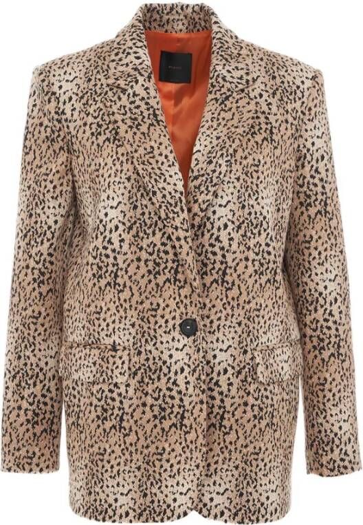 Pinko Kleurrijk Patroon Blazer Eén Knoop Italiaans Brown Dames