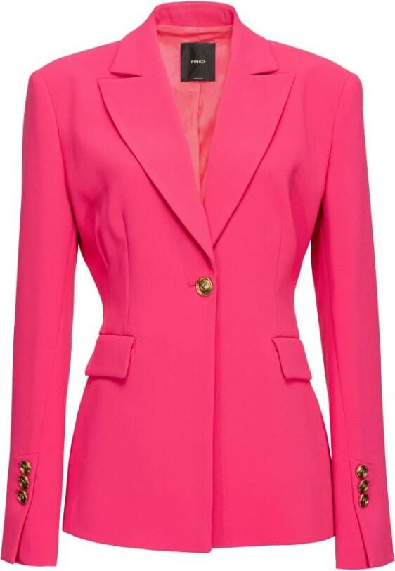 Pinko Stretch Crêpe Monochrome Blazer Pink Dames