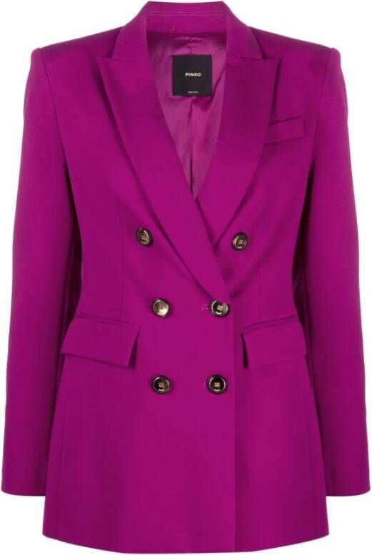 Pinko Dubbelrijige Mauve Jas Purple Dames