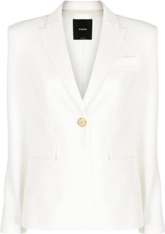 Pinko Witte Single-Breasted Blazer met Gouden Knopen White Dames