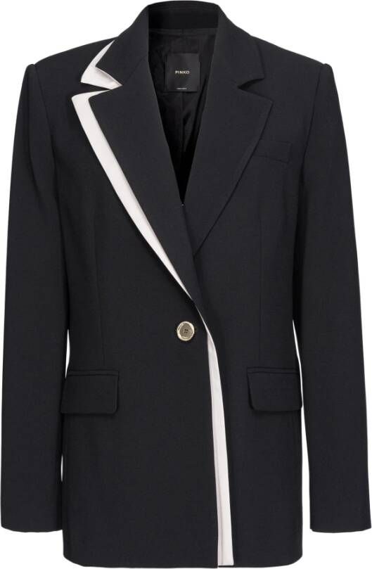 Pinko Zwarte Asymmetrische Blazer van Stretch Crepe Stof Black Dames