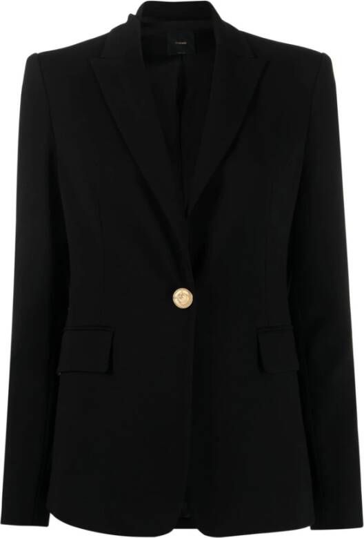 Pinko Stretch Stof Jas met Revers Kraag Black Dames