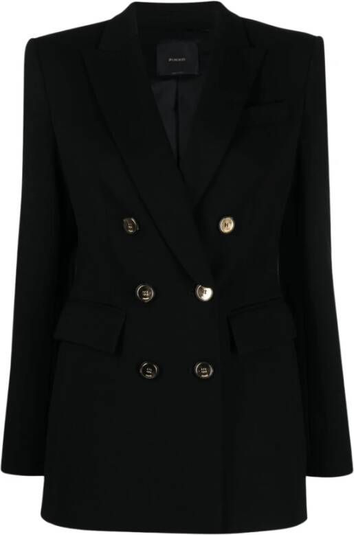Pinko Dubbelbreasted blazer in prachtige zwarte stof Black Dames