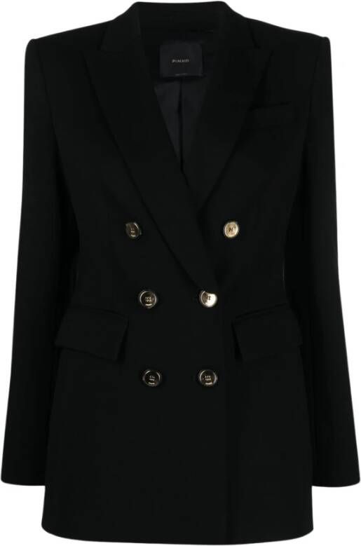 Pinko Stijlvolle Zwarte Dubbelrij Blazer Black Dames