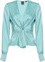 Pinko Groene Zijden V-hals Sweater met Torchon Detail Green Dames - Thumbnail 1