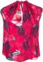 Pinko Buffo Blusa Crepe DE Chine Stampa Hibiscus Roze Dames - Thumbnail 4