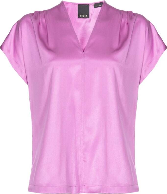 Pinko Zijden Fuchsia Blouse T-shirt Top Pink Dames