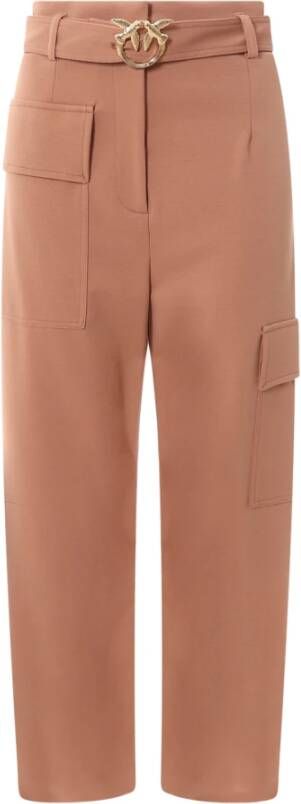 Pinko Bruine broek met hoge taille en Love Birds gesp Bruin Dames
