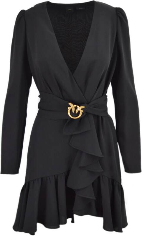 Pinko Wrap Dress With Belt Zwart Dames