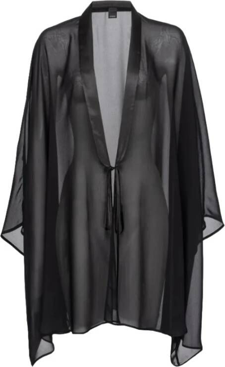 Pinko Satin Afgezette Cape Shrug Black Dames