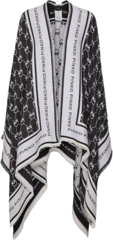 Pinko Omkeerbare poncho met franjes Black Dames