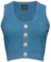 Pinko Blauw Viscose Mouwloze Top met Gouden Knopen Blue Dames - Thumbnail 1