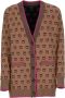 Pinko Bruine Gebreide Cardigan met Contrasterende Borduursels Bruin Dames - Thumbnail 1