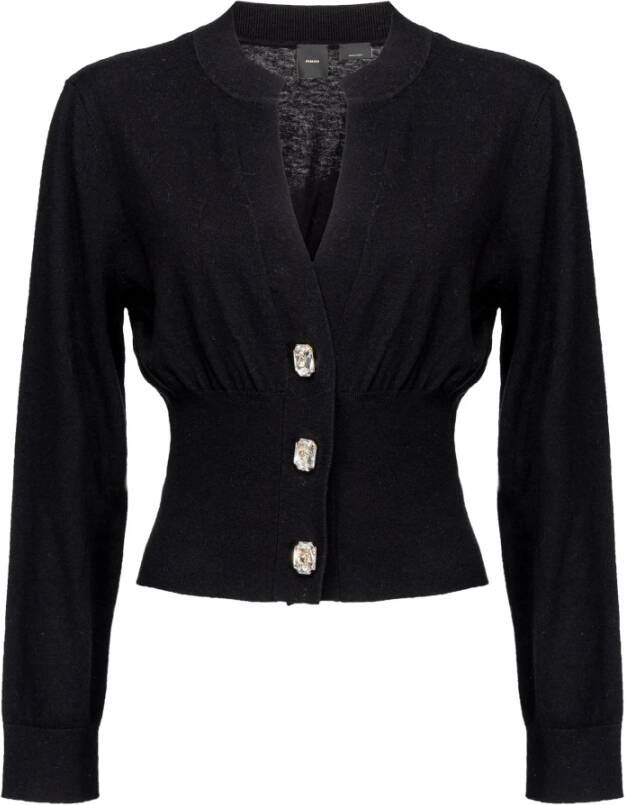 Pinko Magnesio Cardigan Comfort Misto Cotone Zwart Dames