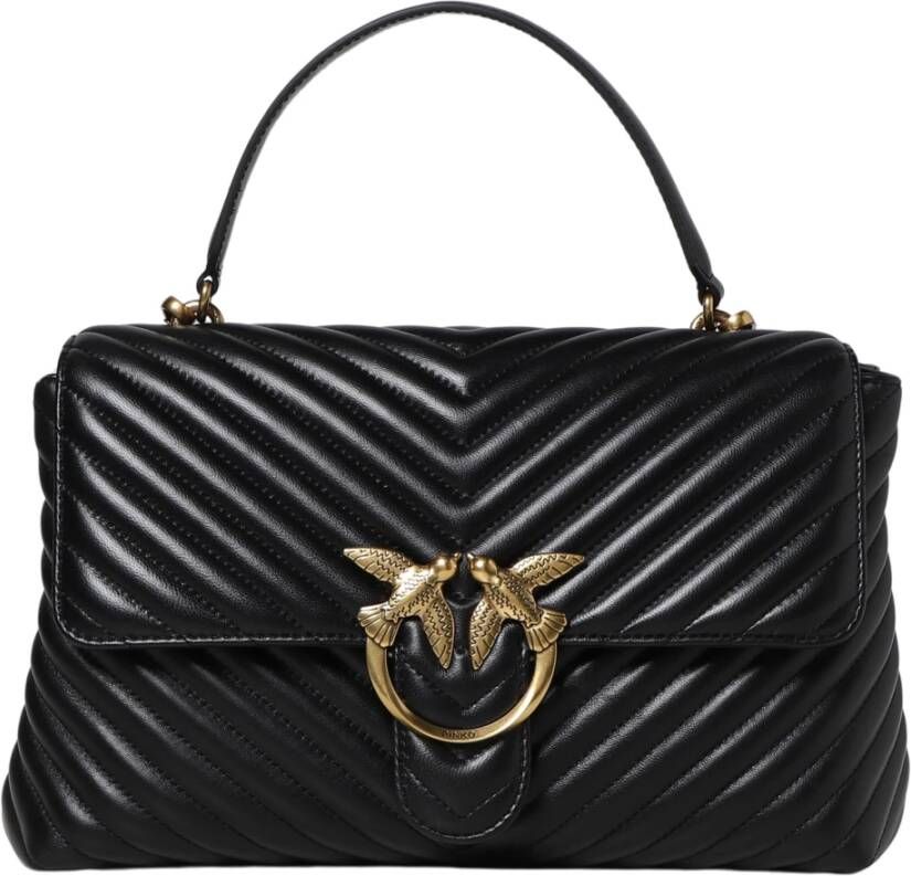 Pinko Gewatteerde schoudertas met Love Birds gesp Black Dames - Foto 4