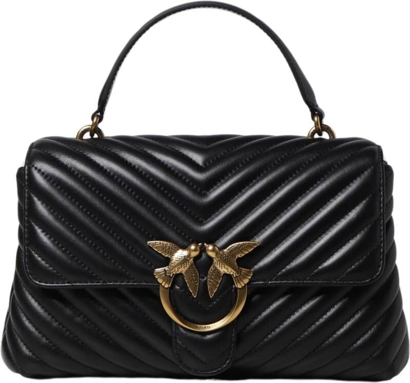 Pinko Klassieke Sheep Nappa Chevron Gewatteerde Handtas Black Dames - Foto 4