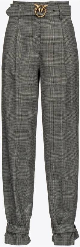 Pinko Wollen mix Prins van Wales broek Black Dames
