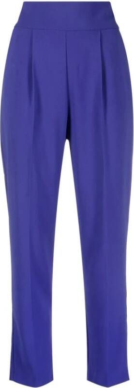 Pinko Hoge Taille Wijde Pijp Crepe Broek met Plooien Purple Dames