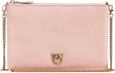 Pinko Platte schoudertas van zacht leer met Love Birds Diamond Cut Pink Dames - Foto 12